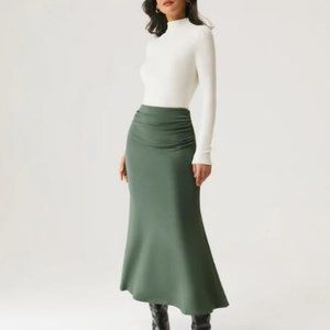 OGL Move Ruched Side Mermaid Maxi Skirt-Brushed Inside